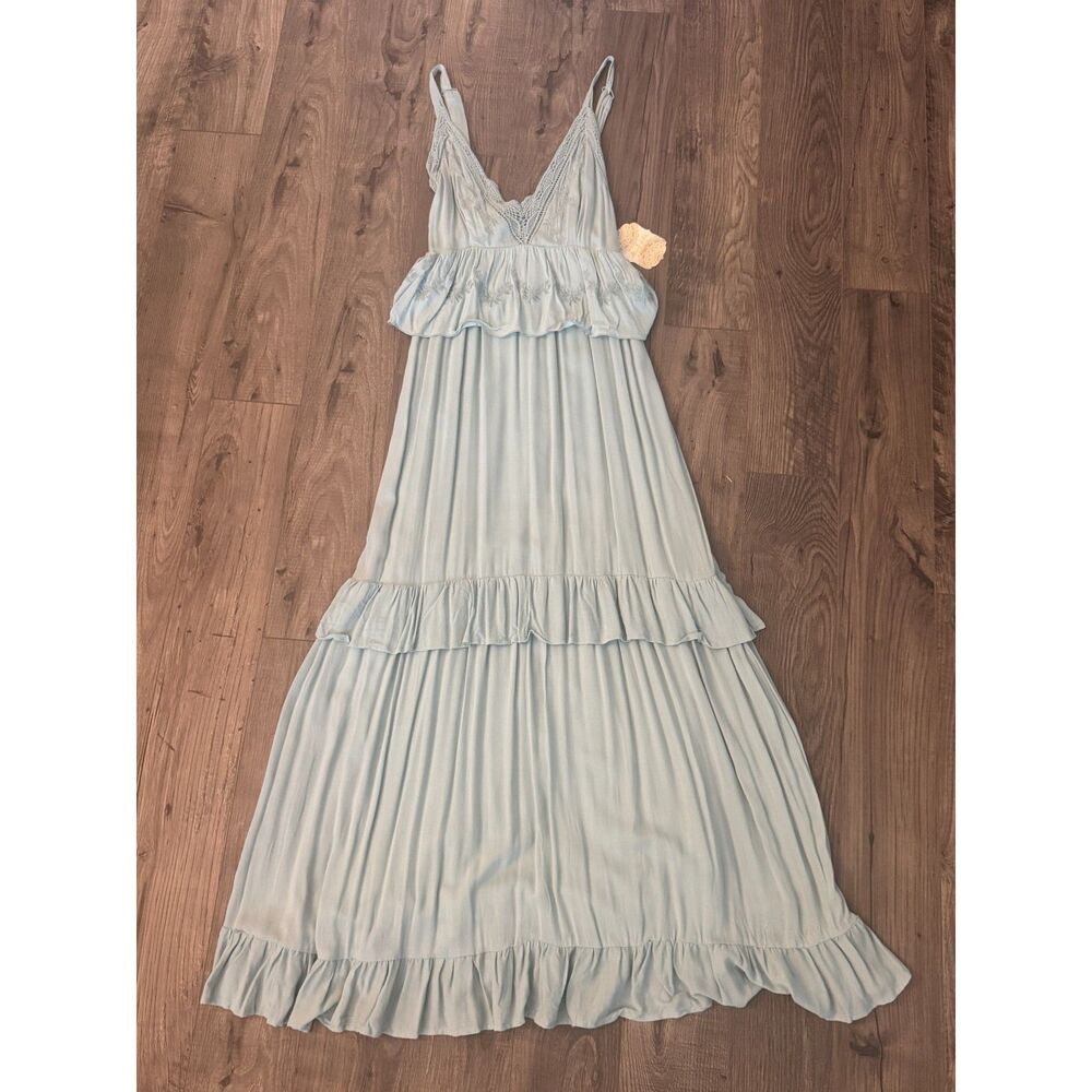 NWT Altar'd State Light Jade Ruffle Maxi Dress S